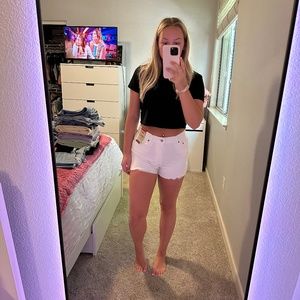 White jean shorts Levi